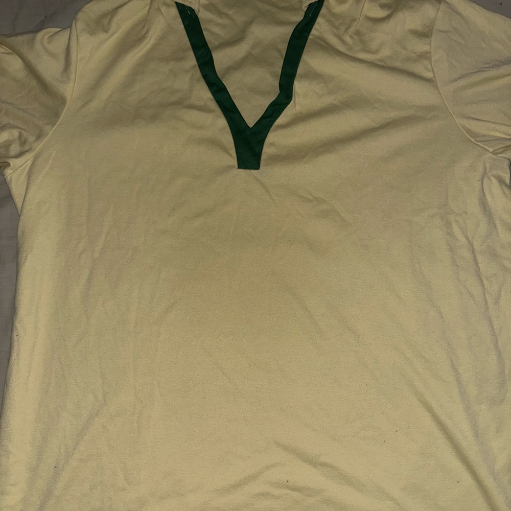 Men's Cream and Green Forest Gump Shirt